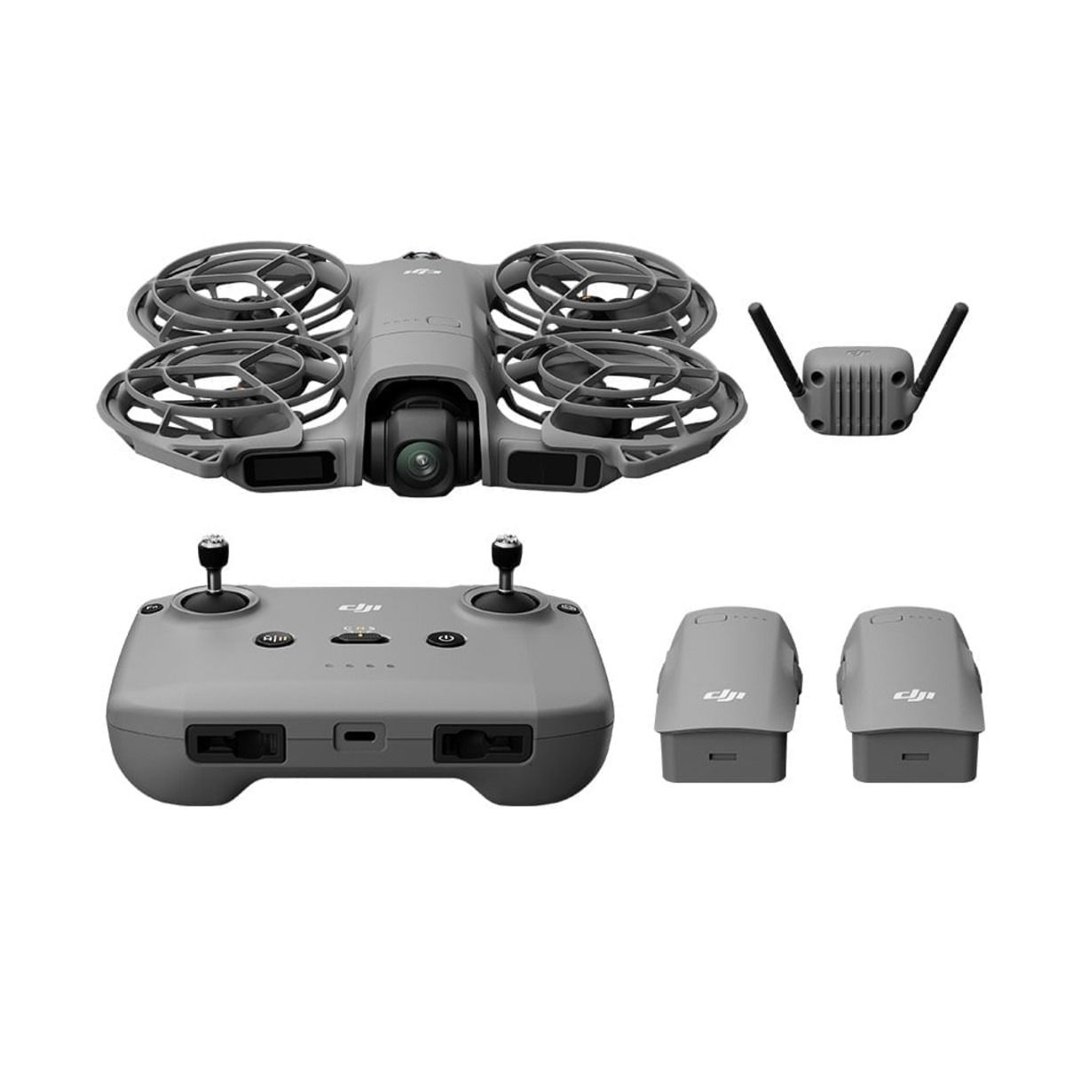 DJI Neo 2 Fly More Combo Drone 4K com Controle RC-N3, 3 Baterias, Transceptor Digital, Detecção Omnidirecional de Obstáculos, ActiveTrack, 49 GB e 19 Min de Voo